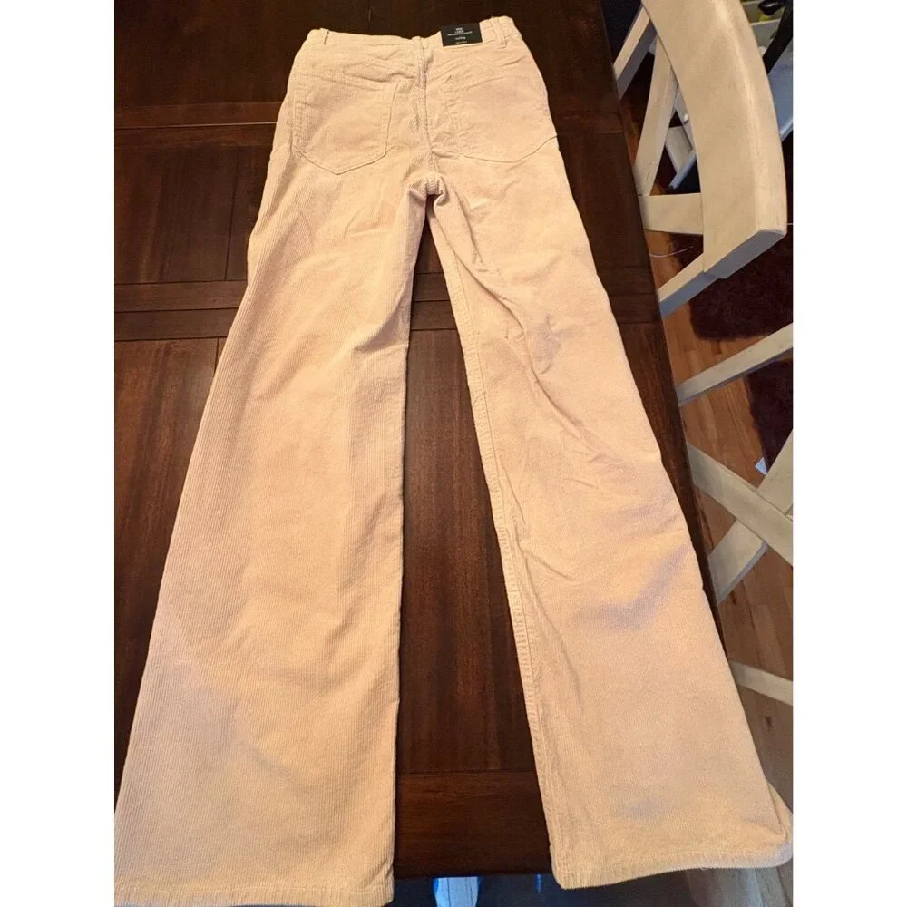 Beige Corduroy Wide Leg Pants For Quirky Fashion Lovers Size 4 - Picture 5 of 11